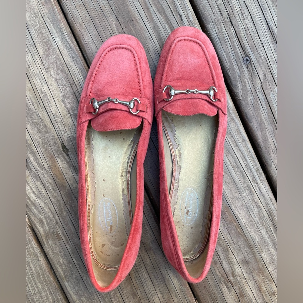 RARE Talbots Red Posh Suede Leather Flats, Loafers Made in Spain Size 8.5 Narrow